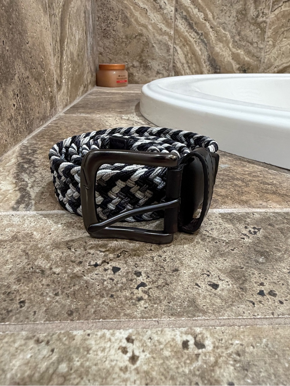 Nike Black & White Braided Men's Belt Bag